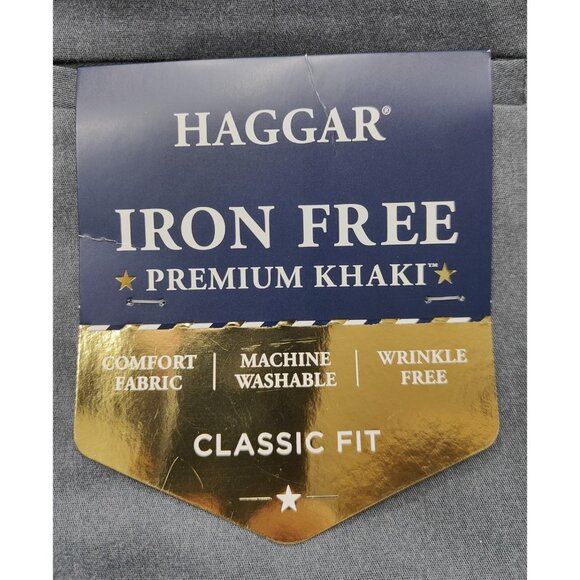 HAGGAR Men's Grey Iron Free Classic Fit Dress Pants Size 42Wx32L - Picture 3 of 4